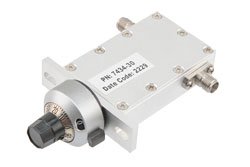 0 to 30 dB Variable Attenuator, SMA Female to SMA Female Rated to 5 Watts from 8 GHz to 12.4 GHz