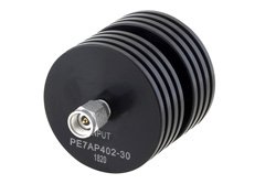 30 dB Fixed Attenuator, 2.92mm Male to 2.92mm Female Directional Black Anodized Aluminum Heatsink Body Rated to 10 Watts Up to 40 GHz