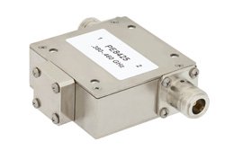 50欧姆N型隔离器，工作频率为380 MHz至460 MHz，功率为1000瓦，隔离度为20 dB