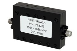4 Section Bandpass Filter With SMA Female Connectors Operating From 1.565 GHz to 1.585 GHz With a 20 MHz Passband