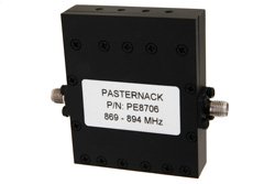 4 Section Bandpass Filter With SMA Female Connectors Operating From 869 MHz to 894 MHz With a 25 MHz Passband