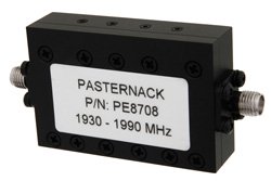 4 Section Bandpass Filter With SMA Female Connectors Operating From 1.93 GHz to 1.99 GHz With a 60 MHz Passband