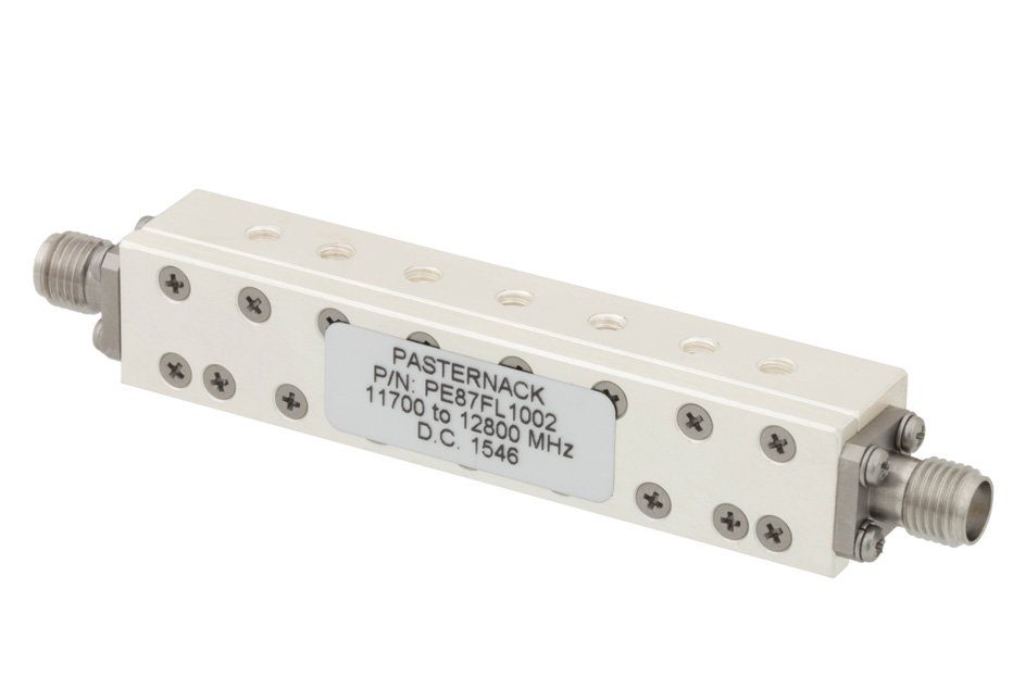 7 Section Bandpass Filter With SMA Female Connectors Operating From 11.7 GHz to 12.8 GHz With a 1.1 GHz Passband