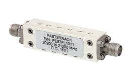 6 Section Bandpass Filter With SMA Female Connectors Operating From 20.2 GHz to 21.2 GHz With a 1,000 MHz Passband