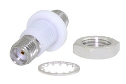 Isolated Ground SMA Female to SMA Female Bulkhead Mount Adapter, with Plastic Isolator