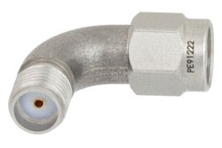 SMA Male to SMA Female Radius Right Angle Adapter, Functional Up to 26.5 GHz