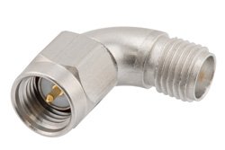 SMA Male to SMA Female Radius Right Angle Passivated Stainless Steel Adapter