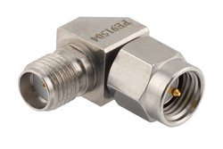 Precision SMA Male to SMA Female Miter Right Angle Adapter, 27 GHz
