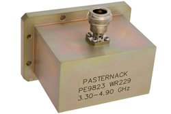 WR-229 CMR-229 Flange to N Female Waveguide to Coax Adapter Operating from 3.3 GHz to 4.9 GHz
