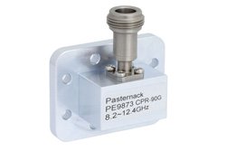 WR-90 CPR-90G Grooved Flange to N Female Waveguide to Coax Adapter Operating from 8.2 GHz to 12.4 GHz
