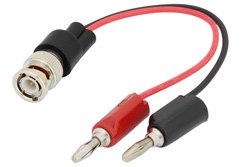 75 Ohm BNC Male to Banana Plug Adapter Breakout With 6 Inch Length Using Red and Black Wires