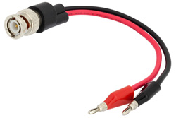 75 Ohm BNC Male to Mini Banana Plug Adapter Breakout With 6 Inch Length Using Red and Black Wires