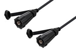 Waterproof IP68 75 Ohm F Male (Plug) to 75 Ohm F Male (Plug) Cable Using 75 Ohm RG6 Coax, Black