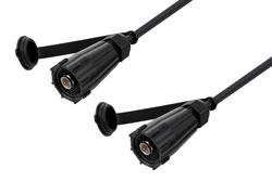 Waterproof IP68 75 Ohm F Male (Plug) to 75 Ohm F Male (Plug) Cable Using 75 Ohm RG6 Coax, Black
