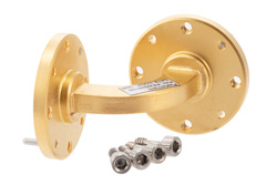 WR-22 Waveguide H-Bend with UG-383/U Flange Operating from 33 GHz to 50 GHz