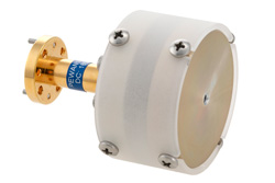 WR-15 波导全向天线，工作频率为58 GHz至62 GHz，标称增益3.5 dBi，UG-385 /U圆盖法兰