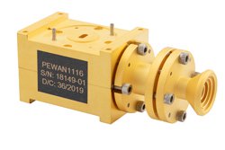 WR-19 波导双极化标量馈电喇叭天线，频率范围40 GHz至60 GHz，增益13 dBi，UG-383/U-Mod 法兰