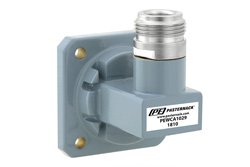 WR-75 Square Cover Flange to Type N Female Waveguide to Coax Adapter, 10 GHz to 15 GHz, M Band, Aluminum, Paint