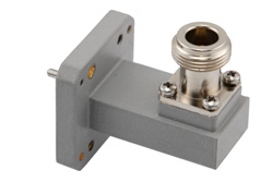 WRD-650 UG Square Cover Flange to N Female Waveguide to Coax Adapter Operating from 6.5 GHz to 18 GHz in Copper Alloy