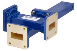 WR-112 Waveguide 50 dB Crossguide Coupler, 3 Port UG-51/U Square Cover Flange, 7.05 GHz to 10 GHz, Bronze