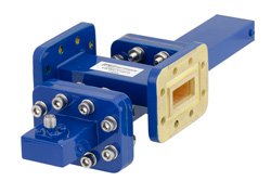 WR-90 Waveguide 30 dB Crossguide Coupler, CPR-90G Flange, SMA Female Coupled Port, 8.2 GHz to 12.4 GHz, Bronze