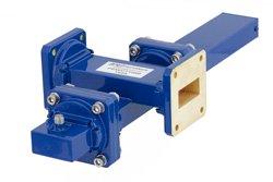 WR-112 Waveguide 40 dB Crossguide Coupler, UG-51/U Square Cover Flange, SMA Female Coupled Port, 7.05 GHz to 10 GHz, Bronze