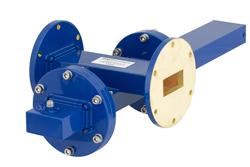 WR-137 Waveguide 30 dB Crossguide Coupler, UG-344/U Round Cover Flange, SMA Female Coupled Port, 5.85 GHz to 8.2 GHz, Bronze