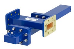WR-137 Waveguide 20 dB Crossguide Coupler, CPR-137G Flange, SMA Female Coupled Port, 5.85 GHz to 8.2 GHz, Bronze