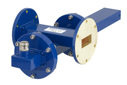 WR-137 Waveguide 20 dB Crossguide Coupler, UG-344/U Round Cover Flange, N Female Coupled Port, 5.85 GHz to 8.2 GHz, Bronze