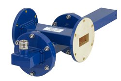 WR-137 Waveguide 30 dB Crossguide Coupler, UG-344/U Round Cover Flange, N Female Coupled Port, 5.85 GHz to 8.2 GHz, Bronze