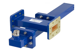 WR-137 Waveguide 30 dB Crossguide Coupler, CPR-137G Flange, N Female Coupled Port, 5.85 GHz to 8.2 GHz, Bronze