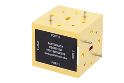 WR-19 Waveguide Magic Tee, UG-383/U-Mod Round Cover Flange Operating from 40 GHz to 60 GHz