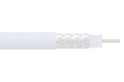 75 Ohm Flexible RG187 Coax Cable Single Shielded with White PTFE Jacket