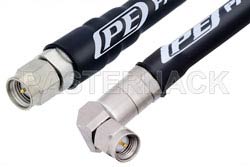 SMA Male to SMA Male Right Angle Low Loss Test Cable 60 Inch Length Using PE-P142LL Coax with HeatShrink, LF Solder（图2）