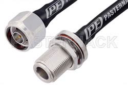 N Male to N Female Bulkhead Low Loss Test Cable 36 Inch Length Using PE-P142LL Coax, RoHS（图2）