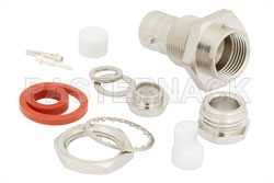 BNC Twinax Jack Bulkhead Mount Connector Clamp/Solder Attachment for RG108, 78 Ohm Twinax, .480 inch D Hole（图2）
