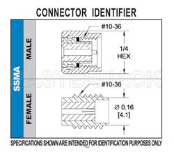 SSMA Female Right Angle Connector Solder Attachment Thru Hole PCB, .200 inch x .067 inch Hole Spacing（图2）
