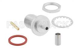 N Female Bulkhead Mount Connector Crimp/Solder Attachment for PE-C195, PE-P195, RG58, RG141, RG303, LMR-195, 0.195 inch, .640 inch DD Hole（图2）
