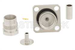 BNC Female Connector Clamp/Solder Attachment 4 Hole Flange Mount for RG316-DS, RG188-DS, IP67 Rated（图2）