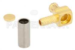 Reverse Polarity MCX Plug Right Angle Push-On Connector Crimp/Solder Attachment for RG316, RG188, RG174, Gold Color（图2）