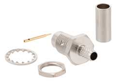 75 Ohm SMC Jack Bulkhead Mount Connector Crimp/Solder Attachment for RG180, RG195, .177 inch D Hole（图2）