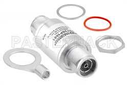 4.3-10 F/F In/Out Bulkhead Coax RF Surge Protector, 698MHz - 2.7GHz, DC Block, 500W, IP67, 40kA, Filter, Low PIM -173 dBc（图2）