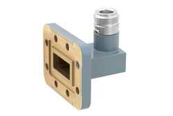WR-90 CPR-90G Grooved Flange to Type N Female Waveguide to Coax Adapter, 8.2 GHz to 12.4 GHz, X Band, Aluminum, Paint（图2）
