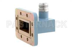 WR-137 CPR-137G Grooved Flange to Type N Female Waveguide to Coax Adapter, 5.85 GHz to 8.2 GHz, C Band, Aluminum, Paint（图2）