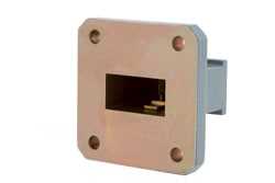 WR-75 Square Cover Flange to End Launch SMA Female Waveguide to Coax Adapter, 10 GHz to 15 GHz, M Band, Aluminum, Paint（图2）